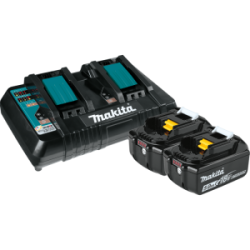 Makita Battery 2 Pack and Dual Port Charger 5.0 AH 18V Lithium-Ion