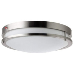 LED Flush Mount Round Fixture W/ Battery Backup Brushed Nickel 16” 24-26W