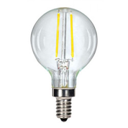 LED Globe Light Bulb Candelabra Base G16-1/2 2.5 = 25W Clear