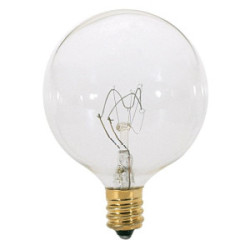 Globe Light Bulb White Candelabra Base G16-1/2 40W 25/Case